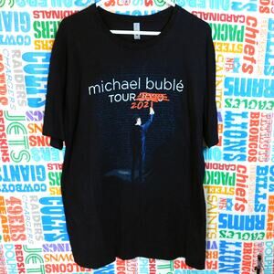 Michael Buble Tour 2021 T Shirt Size XL Black Tour Dates Double Sided